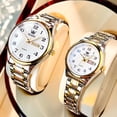 thumbnail image 1 of OLEVS Valentines Couple Pair Quartz Watches Luminous Calendar Date Window 3ATM Waterproof, Casual Stainless Steel His and Hers Wristwatch for Men Women Lovers Wedding Romantic Gifts Set of 2, 1 of 13