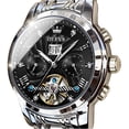 thumbnail image 1 of OLEVS Watch for Men Automatic Skeleton Tourbillon Mechanical Self Winding Business Luxury Dual Calendar Stainless Steel Luminous Waterproof Man Wrist Watches Black Dial, 1 of 11