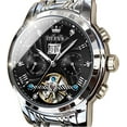 thumbnail image 1 of OLEVS Watch for Men Automatic Skeleton Tourbillon Mechanical Self Winding Business Luxury Dual Calendar Stainless Steel Luminous Waterproof Man Wrist Watches Black Dial, 1 of 11