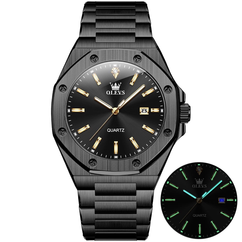 OLEVS Watch for Men Business Dress Diamond Analog Quartz Date Luxury Classic Casual Stainless Steel Waterproof Luminous Mens Wrist Watches Reloj para Hombre