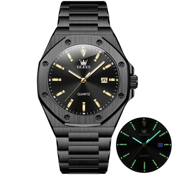 OLEVS Watch for Men Business Dress Diamond Analog Quartz Date Luxury Classic Casual Stainless Steel Waterproof Luminous Mens Wrist Watches Reloj para Hombre