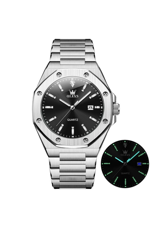 Watch for Men Business Dress Diamond Analog Quartz Date Luxury Classic Casual Stainless Steel Waterproof Luminous Mens Wrist Watches Reloj para Hombre