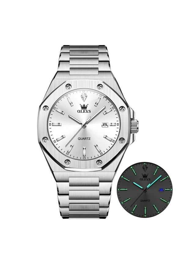 Watch for Men Business Dress Diamond Analog Quartz Date Luxury Classic Casual Stainless Steel Waterproof Luminous Mens Wrist Watches Reloj para Hombre