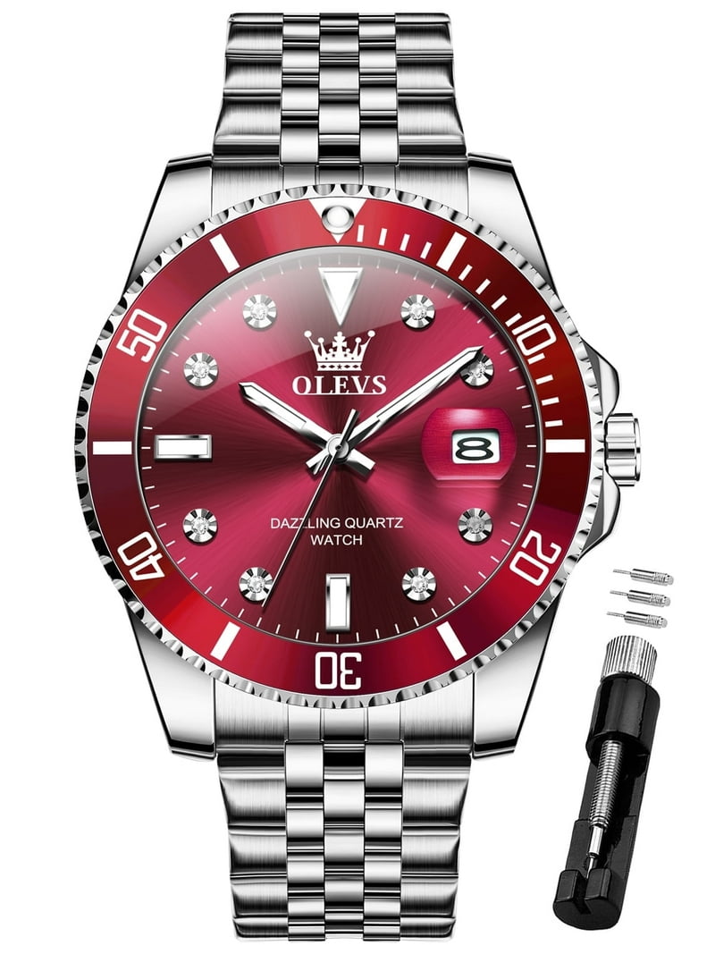 OLEVS Men's Stainless Steel Dress Watch Big Face Waterproof with