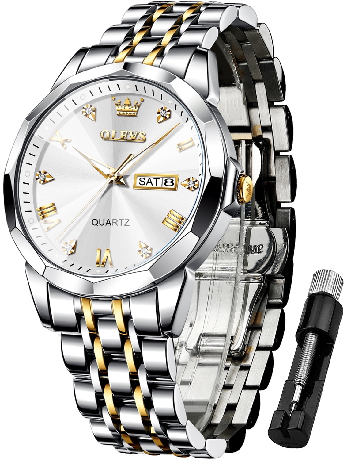 OLEVS Watch for Men Diamond Business Dress Analog Quartz  display picture 1