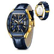 OLEVS Watches for Men Analog Quartz Classic Dress Waterproof Chronograph Date Leather Moon Phase Casual 6-Hand Luminous Big Face Men Wrist Watches Reloj Para Hombre
