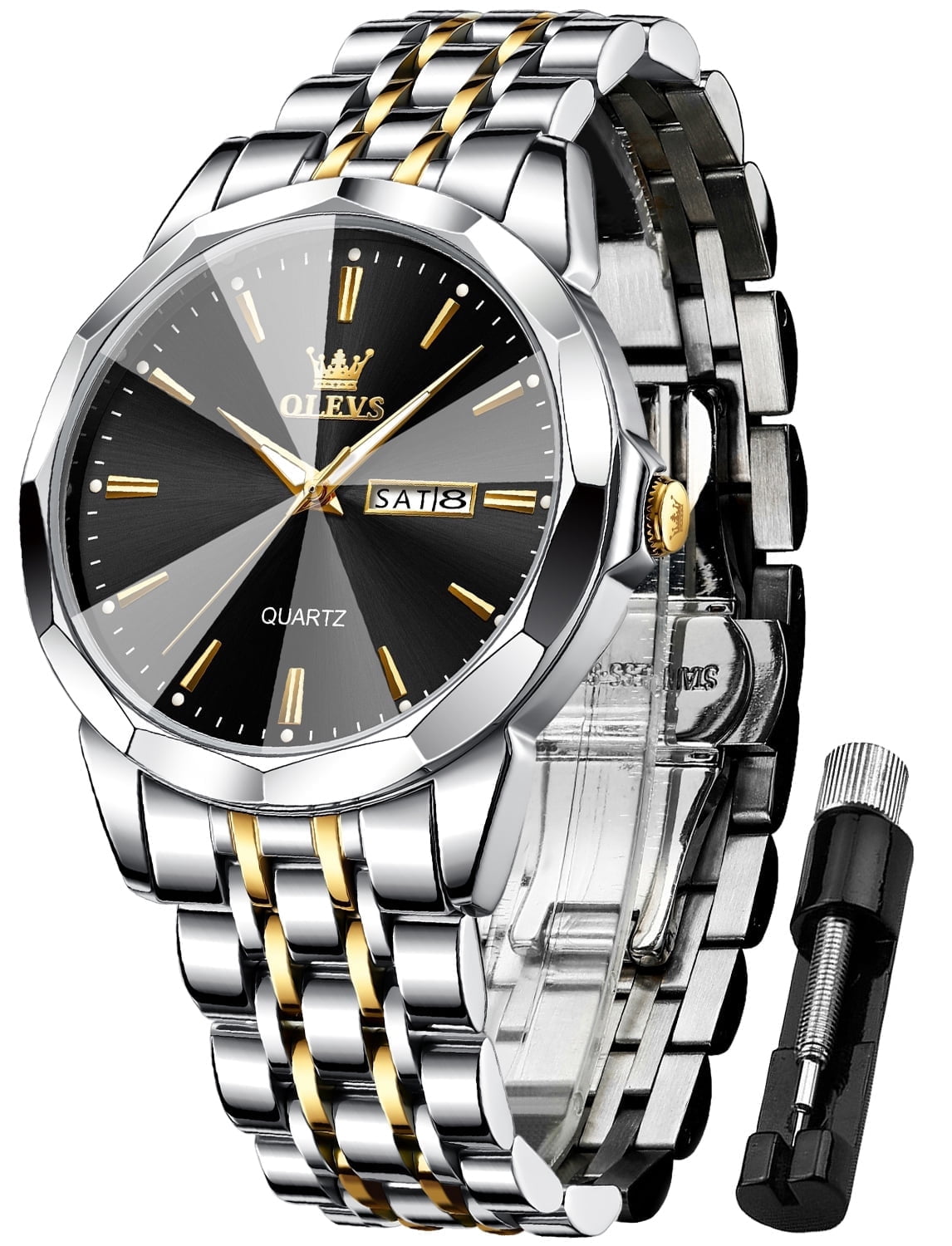 OLEVS Orologio Uomo Lusso – Quarzo Acciaio Inox, Diamanti, Impermeabile, Luminescente – Regalo Business