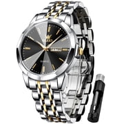 OLEVS Watches for Men Analog Quartz Dress Business Watch Stainless Steel Classic Casual Luxury Luminous Waterproof Male Mens Wrist Watches Reloj para Hombre Black Dial