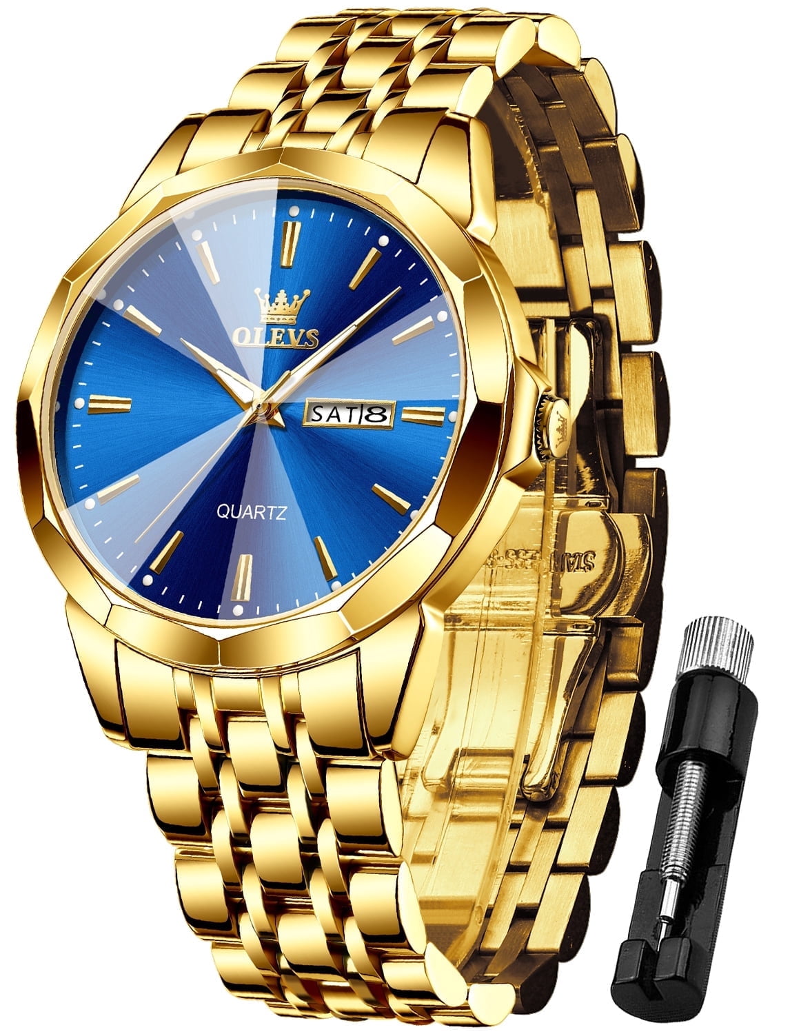 OLEVS Orologio Uomo Lusso – Quarzo Acciaio Inox, Diamanti, Impermeabile, Luminescente – Regalo Business