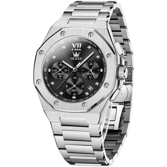 OLEVS Watches for Men Business Dress Analog Quartz Chronograph Gold Plated Stainless Steel Waterproof Luminous Date Classic Mens Wrist Watches Reloj Para Hombre