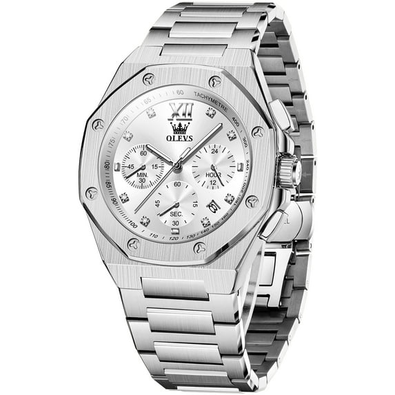 OLEVS Watches for Men Business Dress Analog Quartz Chronograph Gold Plated Stainless Steel Waterproof Luminous Date Classic Mens Wrist Watches Reloj Para Hombre