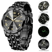 OLEVS Watches for Men Business Dress Analog Quartz Two Tone Gold Plated Stainless Steel Classic Waterproof Luminous Date Casual Mens Wrist Watches Reloj Para Hombre
