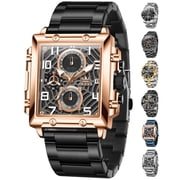 OLEVS Watches for Men Business Dress Chronograph Analog Quartz Square Dial Stainless Steel Waterproof Luminous Date Fashion Mens Wrist Watches Reloj Para Hombre