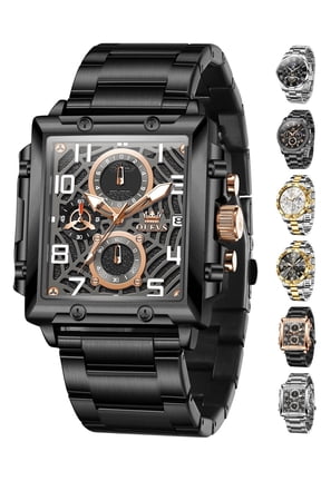 Watches for Men Business Dress Chronograph Analog Quartz Square Dial Stainless Steel Waterproof Luminous Date Fashion Mens Wrist Watches Reloj Para Hombre