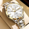 thumbnail image 1 of OLEVS Watches for Men Business Dress Diamond Analog Quartz Date Luxury Classic Casual Stainless Steel Waterproof Luminous Mens Wrist Watches Gifts Reloj para Hombre Blue/Black Dial, 1 of 11