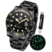 OLEVS Watches for Men Business Dress Luxury Casual Analog Quartz Stainless Steel Waterproof Luminous Date Men Wrist Watches reloj para hombre Black Dial