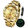 thumbnail image 1 of OLEVS Watches for Men Business Dress Luxury Casual Analog Quartz Stainless Steel Waterproof Luminous Date Men Wrist Watches reloj para hombre Plated Gold Dial, 1 of 12