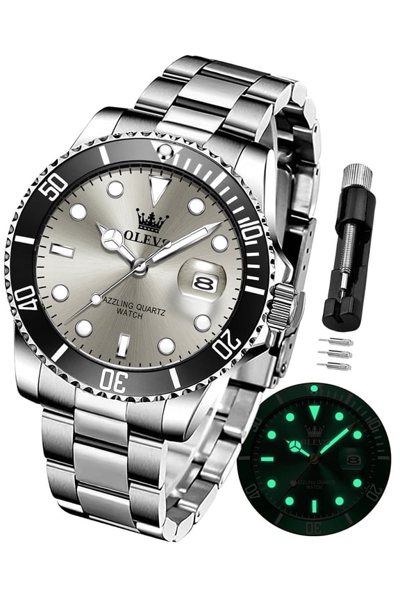 Watches for Men Business Dress Luxury Casual Analog Quartz Stainless Steel Waterproof Luminous Date Men Wrist Watches reloj para hombre Gray Dial