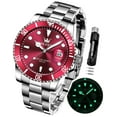 thumbnail image 1 of OLEVS Watches for Men Business Dress Luxury Casual Analog Quartz Stainless Steel Waterproof Luminous Date Men Wrist Watches reloj para hombre Red Dial, 1 of 13