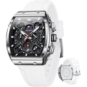 OLEVS Watches for Men Chronograph Waterproof Luxury Dress Quartz Silicon Strap Multifunction Moon Phase Calendar Luminous Men Wrist Watches Reloj Para Hombre Black/Red