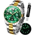 thumbnail image 1 of OLEVS Watches for Men Classic with Date Business Dress Luxury Big Face Green/Black/Blue Waterproof Luminous Mens Wrist Watch Analog Two Tone Stainless Steel Men Watch, 1 of 11