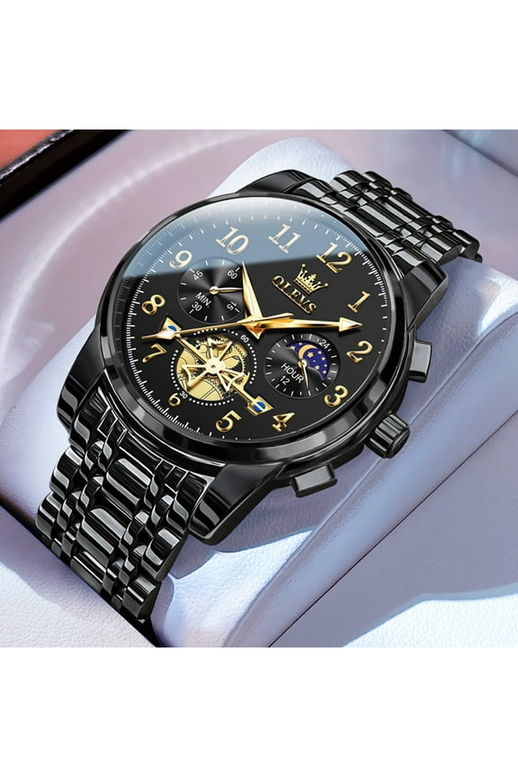 Watches for Men Classic with Date Business Dress Luxury Digital Gold/Black/Blue Waterproof Luminous Mens Wrist Watches Analog Two Tone Stainless Steel Male Reloj para Hombre