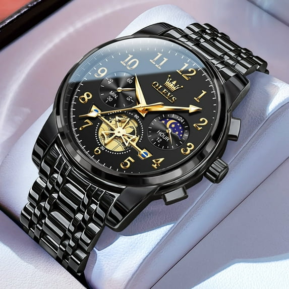 OLEVS Watches for Men Classic with Date Business Dress Luxury Digital Gold/Black/Blue Waterproof Luminous Mens Wrist Watches Analog Two Tone Stainless Steel Male Reloj para Hombre