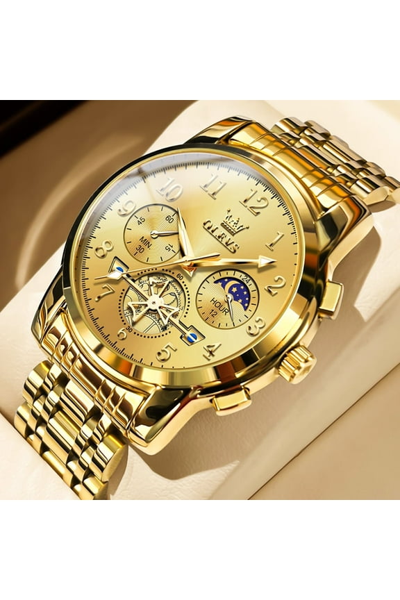 Watches for Men Classic with Date Business Dress Luxury Digital Gold/Black/Blue Waterproof Luminous Mens Wrist Watches Analog Two Tone Stainless Steel Male Reloj para Hombre
