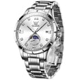 thumbnail image 1 of OLEVS Watches for Men Diamond Business Dress Casual Analog Moon Phase Calendar Quartz Stainless Steel Waterproof Luminous Date Men Wrist Watches Reloj Para Hombre White Dial, 1 of 13
