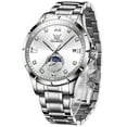 thumbnail image 1 of OLEVS Watches for Men Diamond Business Dress Casual Analog Moon Phase Calendar Quartz Stainless Steel Waterproof Luminous Date Men Wrist Watches Reloj Para Hombre White Dial, 1 of 13