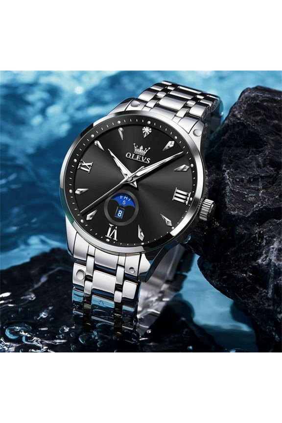 Watches for Men Business Dress Casual Analog Quartz Stainless Steel Waterproof Luminous Men Wrist Watches Reloj Para Hombre Black Dial