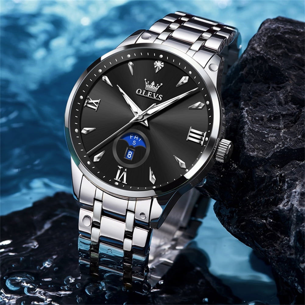 Watches for Men Business Dress Casual Analog Quartz Stainless Steel Waterproof Luminous Men Wrist Watches Reloj Para Hombre Black Dial