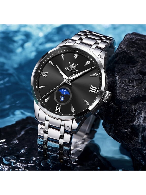 Watches for Men Business Dress Casual Analog Quartz Stainless Steel Waterproof Luminous Men Wrist Watches Reloj Para Hombre Black Dial
