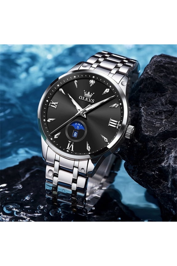 Watches for Men Business Dress Casual Analog Quartz Stainless Steel Waterproof Luminous Men Wrist Watches Reloj Para Hombre Black Dial
