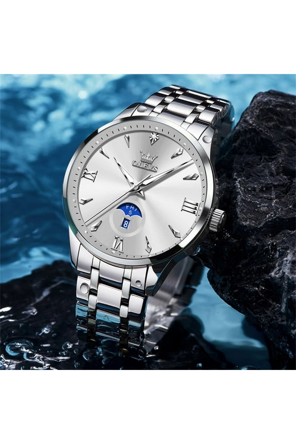 Watches for Men Business Dress Casual Analog Quartz Stainless Steel Waterproof Luminous Men Wrist Watches Reloj Para Hombre White Dial