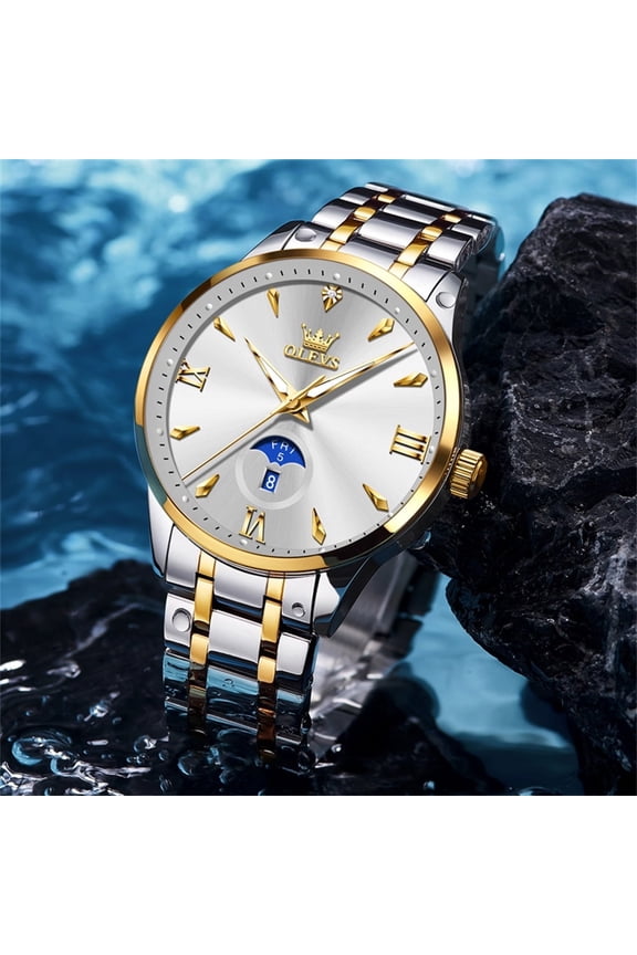 Watches for Men Business Dress Casual Analog Quartz Stainless Steel Waterproof Luminous Men Wrist Watches Reloj Para Hombre White Dial