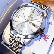 Watches for Men Diamond Business Dress Classic Casual Analog Quartz Stainless Steel Waterproof Luminous Date Men Wrist Watches Reloj Para Hombre White Dial