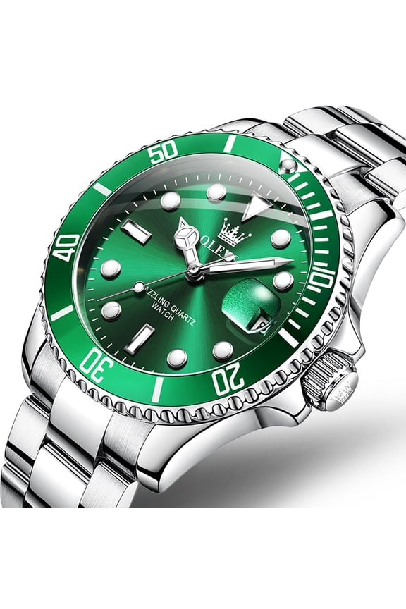 Watches for Men Luxury Classic Dress Analog Quartz Fashion Two Tone Gold Plated Stainless Steel Date Waterproof Luminous Mens Wrist Watches Reloj Para Hombre Green/Black/Blue