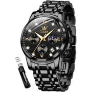 OLEVS Watches for Men, Mens Watches Gifts for Men Chronograph Analog Quartz Luxury Casual Classic Diamond Waterproof Luminous Stainless Steel Reloj para Hombre Blue Dial
