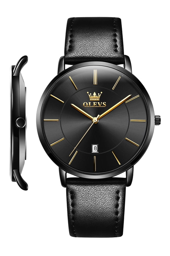 Watches for Men Minimalist Ultra Thin Fashion Casual Analog Quartz Date Watch Waterproof Slim Simple Big Face Dress Mens Wrist Watches with Retro Leather Band for Men Reloj para Hombre