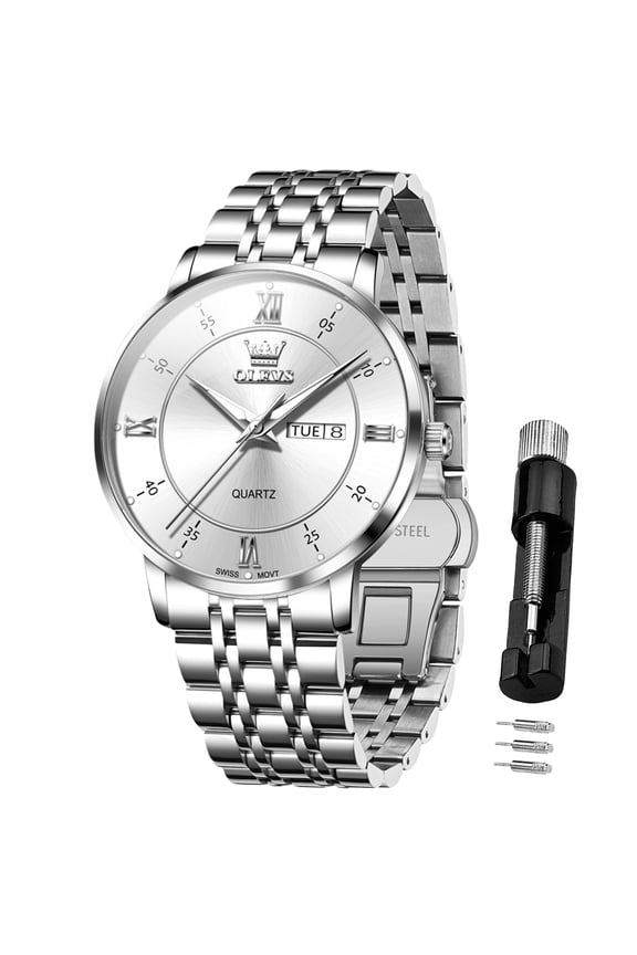 Watches for Men Stainless Steel Digital Luxury Luminous Big Face Analog Quartz Easy Read Classic Dress Mens Watches with Date Men Wrist Watches Reloj para Hombre