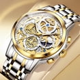 thumbnail image 1 of OLEVS Watches for Men Waterproof Luxury Dress Analog Quartz Chronograph Fashion Gold Plated Stainless Steel Moon Phase Luminous Date Classic Mens Wrist Watches Reloj Para Hombre, 1 of 13