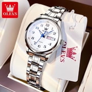 OLEVS Watches for Women Business Dress Two Tone Gold Plated Stainless Steel Analog Quartz Digital Date Waterproof Luminous Ladies Wrist Watches Relojes para Mujer
