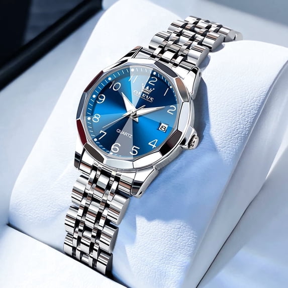 OLEVS Watches for Women with Date Luxury Female Waterproof Women Wrist Watches Analog Dress Stainless Steel Ladies Watch Luminous Calendar Reloj para Mujer