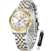 OLEVS Watches for Women Diamond with Date Luxury Female Waterproof Women Wrist Watch Analog Dress Quartz Stainless Steel Ladies Watch Luminous Calendar Women Watch Reloj para Mujer