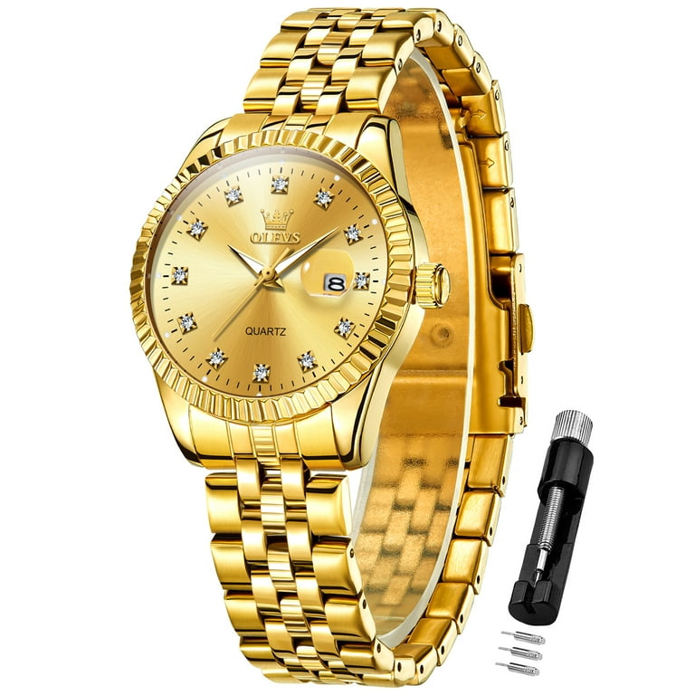 OLEVS Women's Quartz Watch, Diamond Dial, Stainless Steel