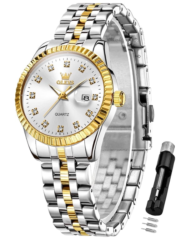 Watches for Women Diamond with Date Luxury Female Waterproof Women Wrist Watch Analog Dress Quartz Stainless Steel Ladies Watch Luminous Calendar Women Watch Reloj para Mujer
