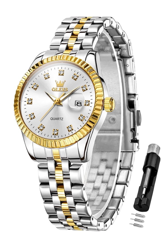 Watches for Women Diamond with Date Luxury Female Waterproof Women Wrist Watch Analog Dress Quartz Stainless Steel Ladies Watch Luminous Calendar Women Watch Reloj para Mujer