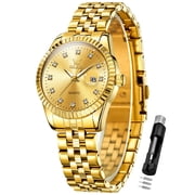OLEVS Watches for Women Diamond with Date Luxury Female Waterproof Women Wrist Watch Analog Dress Quartz Stainless Steel Ladies Watch Luminous Calendar Women Watch Reloj para Mujer
