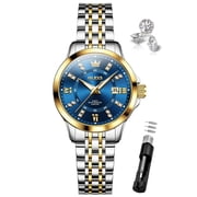 OLEVS Watches for Women Diamond with Date Luxury Female Waterproof Womens Wrist Watches Analog Dress Quartz Stainless Steel Ladies Watch Luminous Calendar Womens Watch Reloj para Mujer
